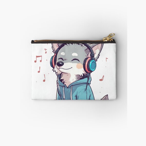 Item preview, Cute Wolf Headphones Music Lover Cozy Animal Art designed and sold by FusionCipher.