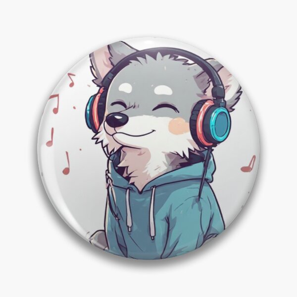 Item preview, Cute Wolf Headphones Music Lover Cozy Animal Art designed and sold by FusionCipher.
