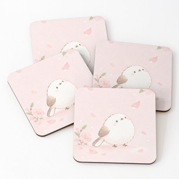 Item preview, Shima Enaga Snow Fairy Bird with Pink Cherry Blossoms designed and sold by AshiraCreations.