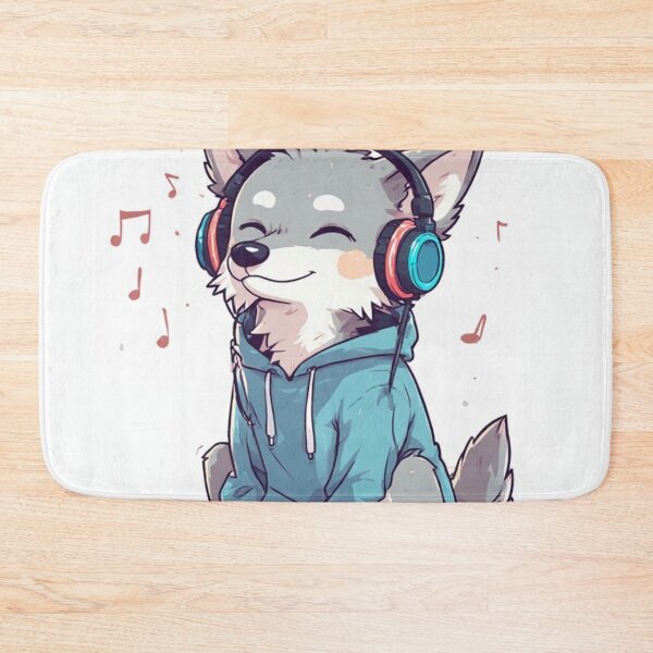 Item preview, Cute Wolf Headphones Music Lover Cozy Animal Art designed and sold by FusionCipher.