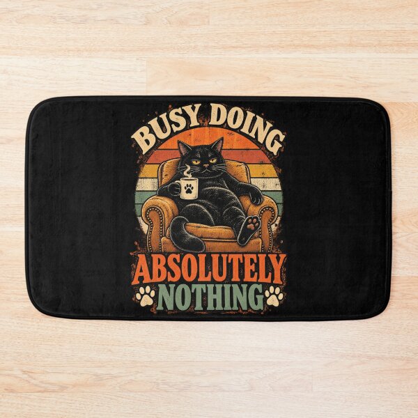 Artikelvorschau, Busy Doing Absolutely Nothing – Funny Lazy Black Cat Retro Design entworfen und verkauft von GrimCuteStudio.