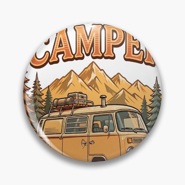 Artikelvorschau, Happy Camper Retro Camper Van Camping T-Shirt entworfen und verkauft von EverydayBadge.