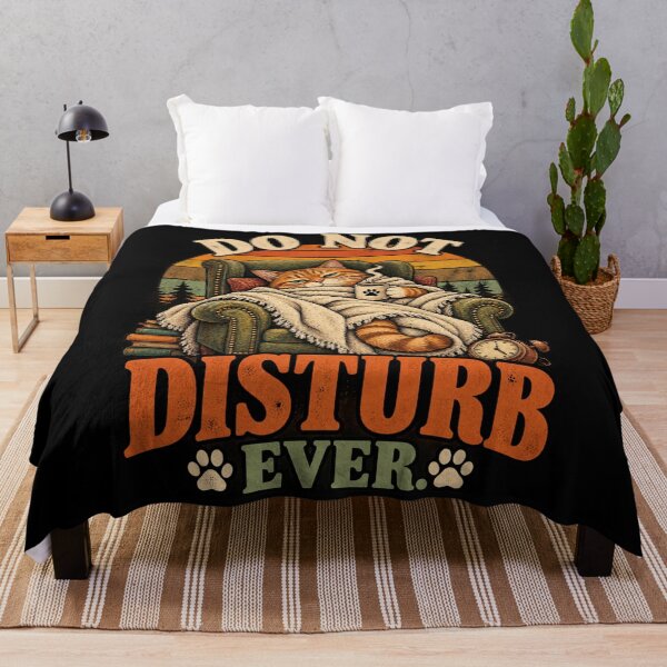 Artikelvorschau, Do Not Disturb Ever – Funny Sleepy Orange Cat Retro Art entworfen und verkauft von GrimCuteStudio.