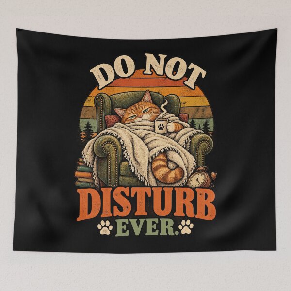Artikelvorschau, Do Not Disturb Ever – Funny Sleepy Orange Cat Retro Art entworfen und verkauft von GrimCuteStudio.