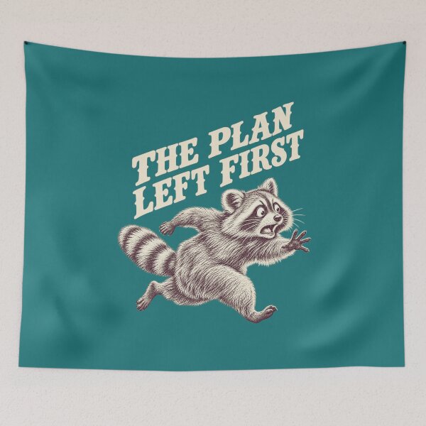 Item preview, The Plan Left First Raccoon – Funny Vintage Engraving designed and sold by LuveraxArt.