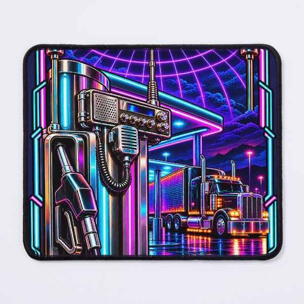 Item preview, Synthwave Trucker & Neon Gas Station designed and sold by NomadForge.