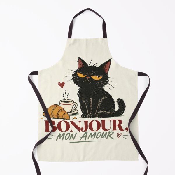 Item preview, Black cat with coffee and croissant designed and sold by anytka.