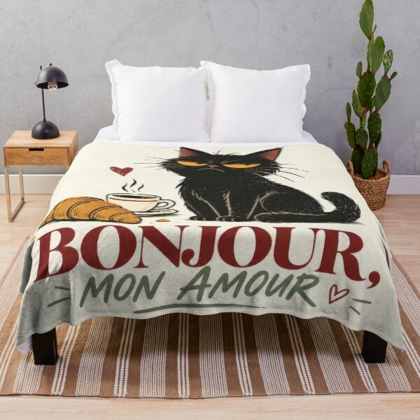 Item preview, Black cat with coffee and croissant designed and sold by anytka.
