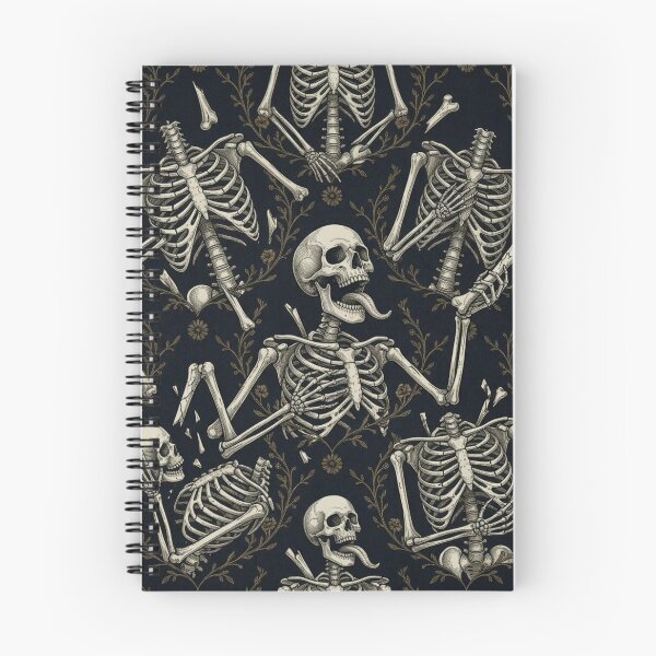 Item preview, "Mischievous Bones" - Dark Academic & Vintage Gothic Skeleton Pattern designed and sold by cabuks.