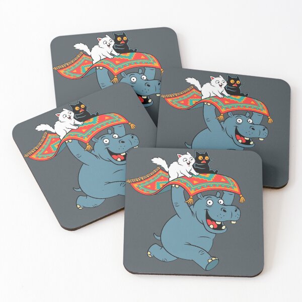 Item preview, Funny Hippo And Magic Carpet Cats - Cute Hippopotamus Aladdin designed and sold by PalettePop..
