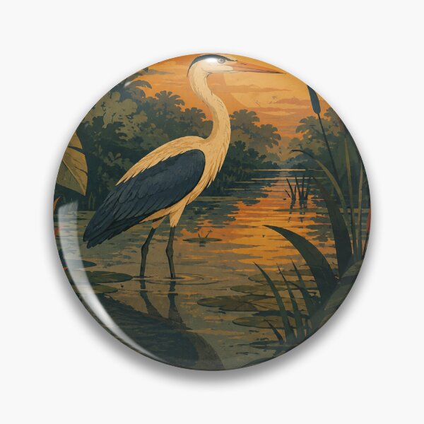 Item preview, Wild Wetland Great Egret Sunset Nature Art designed and sold by Valieri.