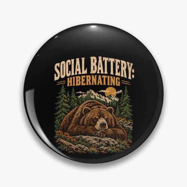 Item preview, Social Battery Hibernating Funny Bear Introvert Vintage Outdoor designed and sold by VinsendDraconi.