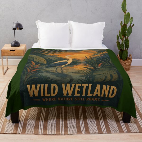 Item preview, Wild Wetland Great Egret Sunset Nature Art designed and sold by Valieri.
