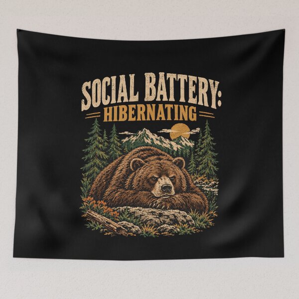Item preview, Social Battery Hibernating Funny Bear Introvert Vintage Outdoor designed and sold by VinsendDraconi.