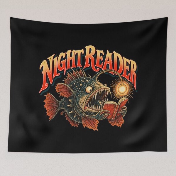Item preview, Night Reader Anglerfish Book Lover designed and sold by Pandaburba.