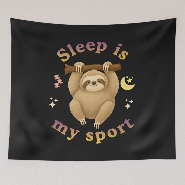 Artikelvorschau, Sleep Is My Sport Cute Sloth Sleeping Quote Funny Lazy Animal Illustration entworfen und verkauft von Elbstromstudio.