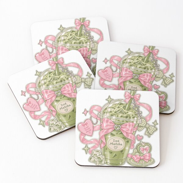 Item preview, Coquette Iced Matcha - Cute Pink Bow Matcha Latte with Charms designed and sold by Kiralemon.