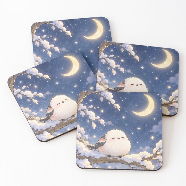 Item preview, Sleeping Shima Enaga Snow Fairy Bird in a Moonlit Winter Forest designed and sold by AshiraCreations.