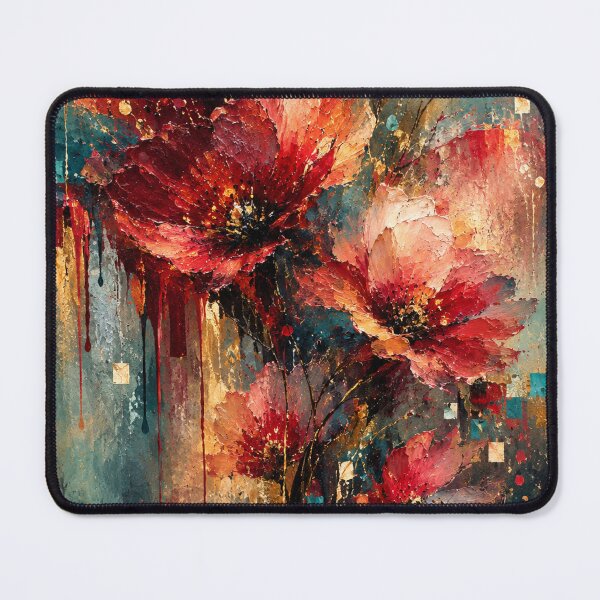 Item preview, Vibrant Crimson Petals Abstract Floral Modern Red and Teal Fine Art Print designed and sold by Joey Santiago.