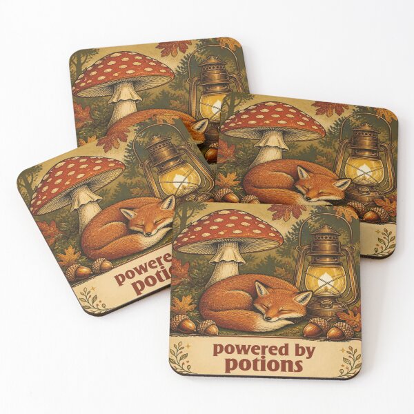 Item preview, Autumn fox and mushroom art designed and sold by Bywithrose instant studio.