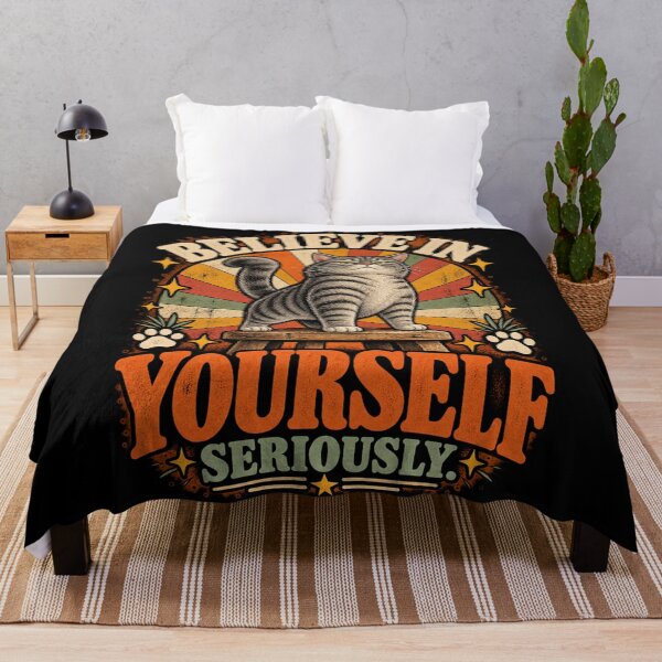 Artikelvorschau, Believe In Yourself Seriously – Funny Motivational Cat Design entworfen und verkauft von GrimCuteStudio.