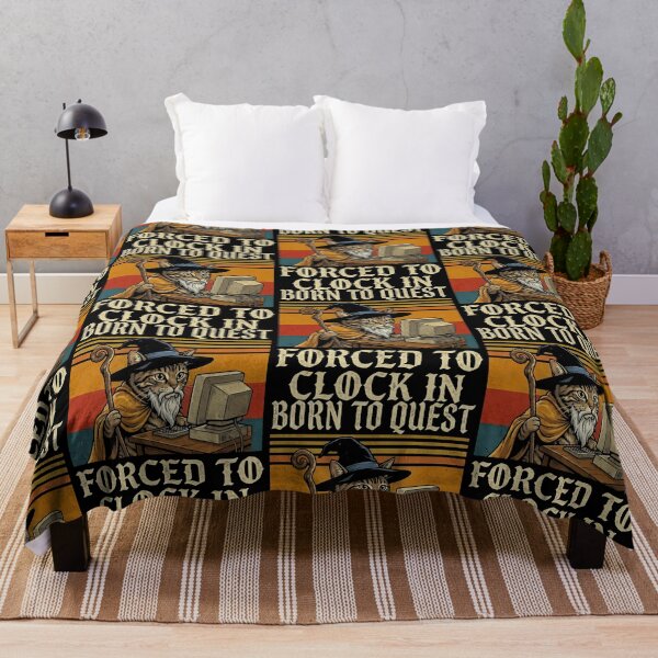Item preview, Tabby Cat Wizard Born To Quest Forced To Clock In designed and sold by d247.