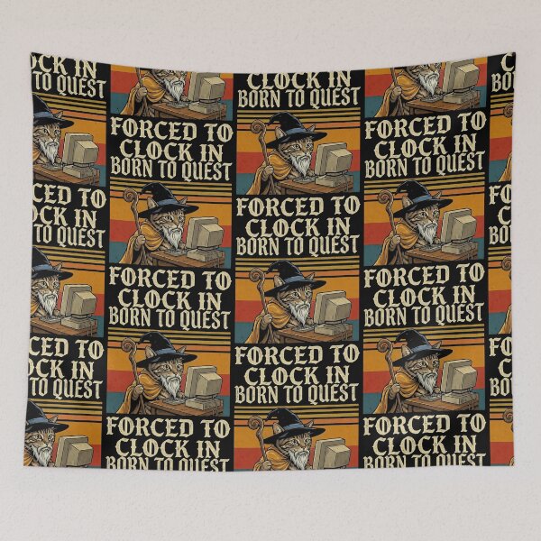 Item preview, Tabby Cat Wizard Born To Quest Forced To Clock In designed and sold by d247.