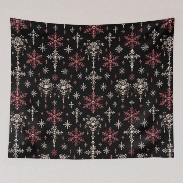 Item preview, Gothic Rose Skull & Red Snowflake Dark Winter Pattern designed and sold by cabuks.