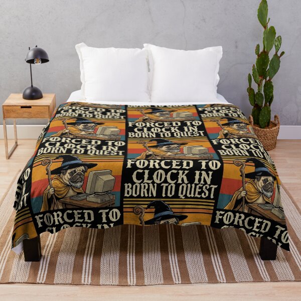 Item preview, Born to Quest Forced to Clock In Pug Wizard Gamer designed and sold by d247.