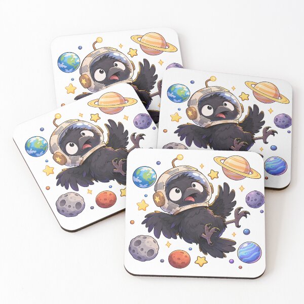 Item preview, Funny Chibi Crow Astronaut in Space – Cute Weird Animal Gift designed and sold by Oddly Tiny Zoo.