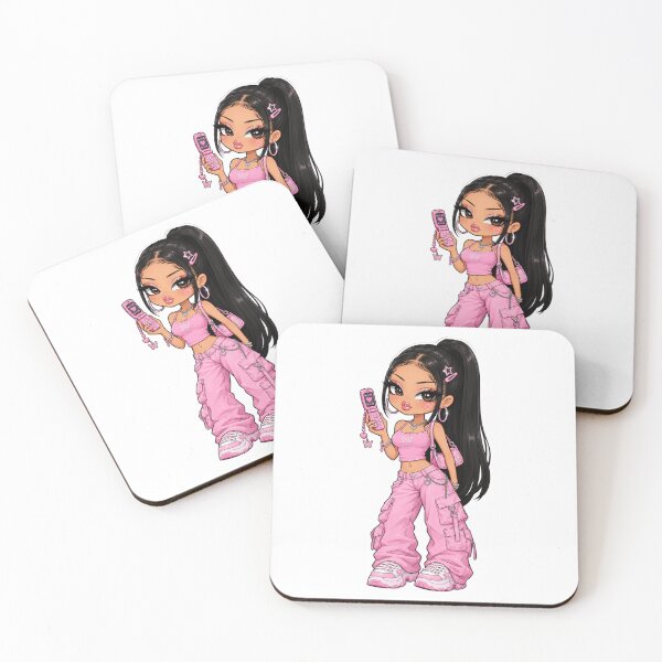 Item preview, Y2K Baddie Girl - Cute Pink Cargo Chibi Girl with Flip Phone designed and sold by GenZPopStudio.