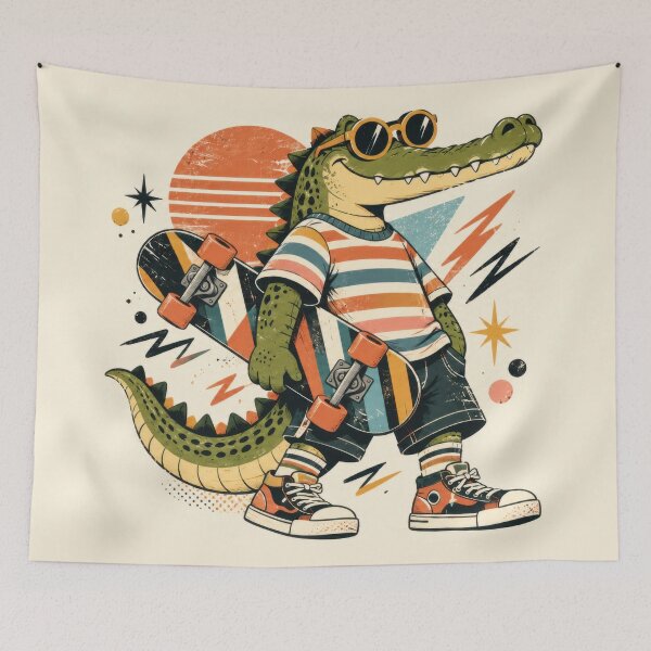 Item preview, Skateboarding crocodile scene designed and sold by anytka.