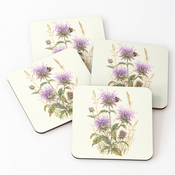 Item preview, Wild Bergamot & Bumblebee | Native Pollinator Wildflower Art designed and sold by SusanSweetArt.