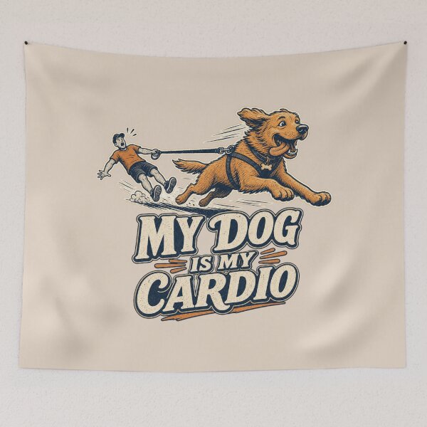 Item preview, My Dog Is My Cardio Shirt, Funny Dog Owner T-Shirt, Dog Walking Humor Tee, Dog Mom Gift Shirt, Vintage Dog Leash Graphic designed and sold by TshirtsLabs.