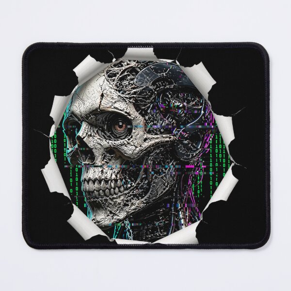 Item preview, Cyberpunk Biomechanical Skull Glitch Matrix Ripped Art designed and sold by LazyDayzCo.
