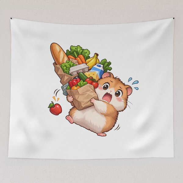 Item preview, Funny Chibi Hamster Dropping Groceries – Cute Everyday Chaos Animal Gift designed and sold by Oddly Tiny Zoo.