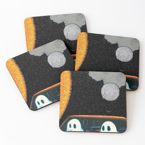 Item preview, Ghosts Driving Car - Moon Sun Halloween Space Art designed and sold by WavyCurve.