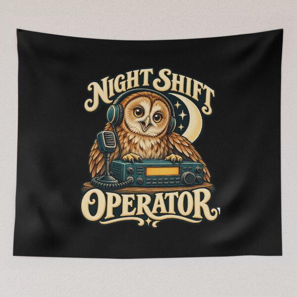 Item preview, Night Shift Owl Ham Radio Operator designed and sold by JesterKrewArt.