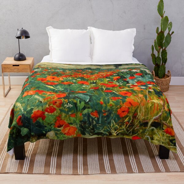 Artikelvorschau, Field of Poppies by Julius Rolshoven, foral wall art landscape painting print entworfen und verkauft von Jéanpaul Ferro.