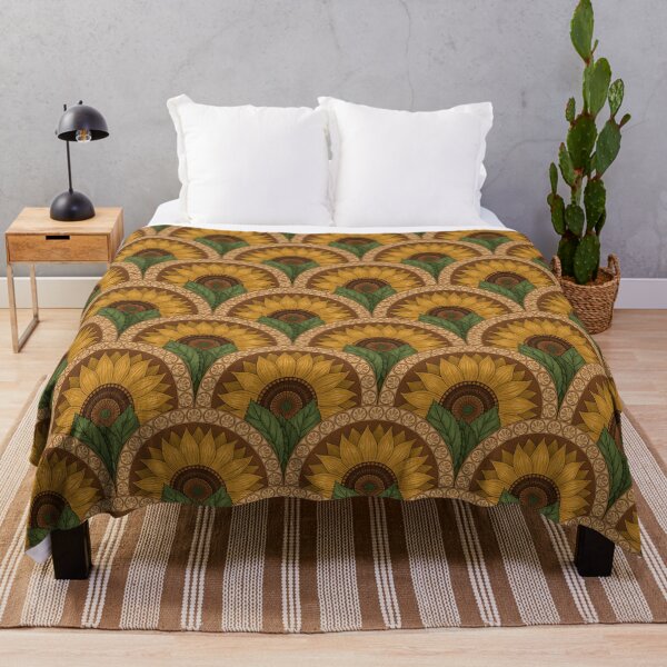 Item preview, Vintage floral pattern featuring golden sunflowers designed and sold by and-creative2.