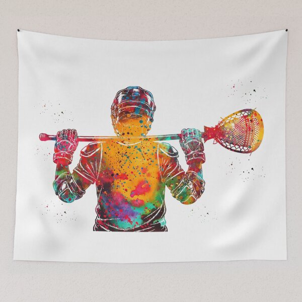 Item preview, Male Lacrosse Goalie Watercolor Art designed and sold by Liededrom..