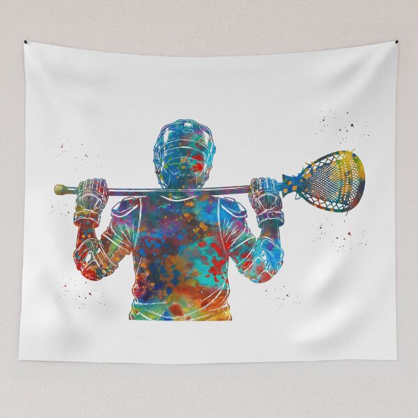 Item preview, Male Lacrosse Goalie Watercolor Art designed and sold by Liededrom..