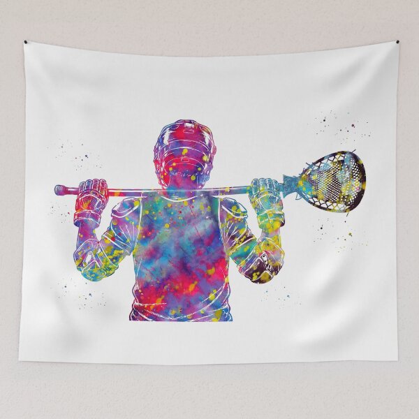 Item preview, Male Lacrosse Goalie Watercolor Art designed and sold by Liededrom..