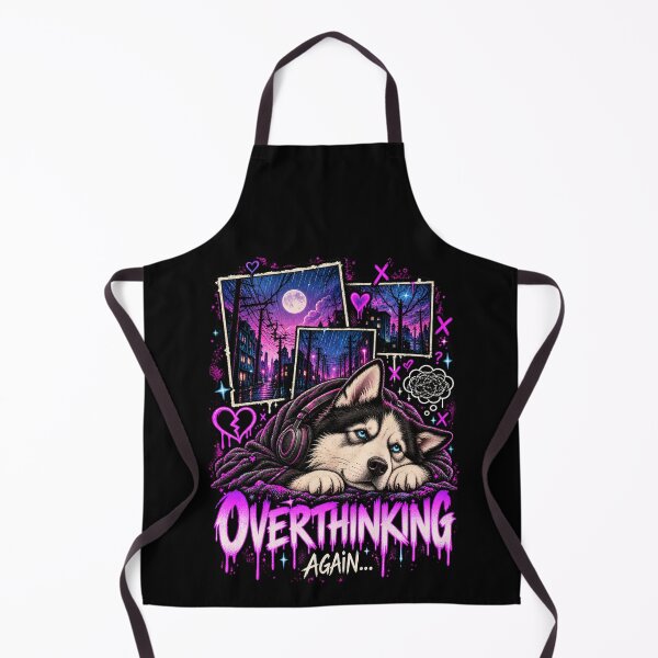 Artikelvorschau, Overthinking Again – Sad Emo Husky Alternative Dog Art entworfen und verkauft von GrimCuteStudio.