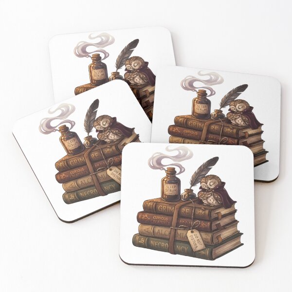 Item preview, Cozy Sleeping Owl Magic Books Grimoire Fantasy Art designed and sold by ArtLabCreations.