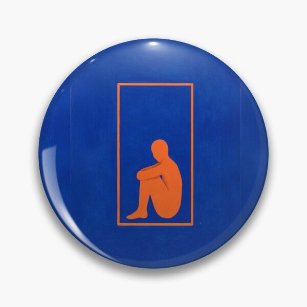 Item preview, The Geometry of Grief (No 6. The Interior) Minimalist Blue Orange Art Print designed and sold by Moodzu.