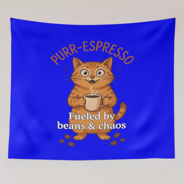 Item preview, Funny Humor PURR-ESPRESSO Fueled by beans & chaos Art Design designed and sold by fantasticdesign.