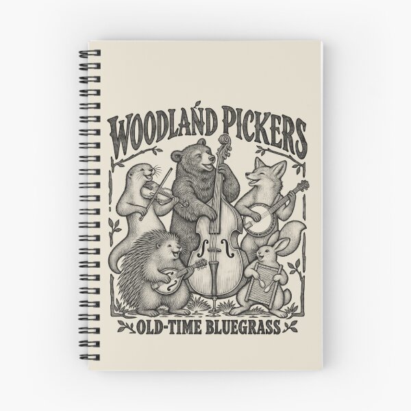 Item preview, Woodland Pickers Forest Animal Bluegrass Band Vintage Line Art Poster designed and sold by AmiGraph.