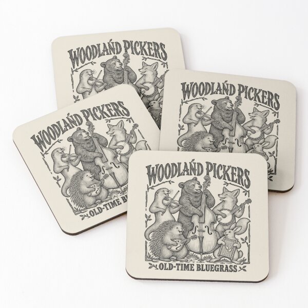 Item preview, Woodland Pickers Forest Animal Bluegrass Band Vintage Line Art Poster designed and sold by AmiGraph.