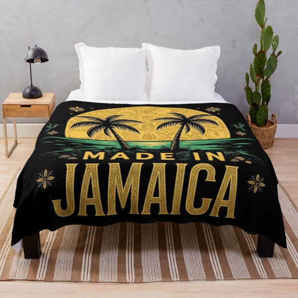 Item preview, Made In Jamaica - Tropical Palm Tree Sunset with Island Fruits designed and sold by Lucid Dream Pixel.